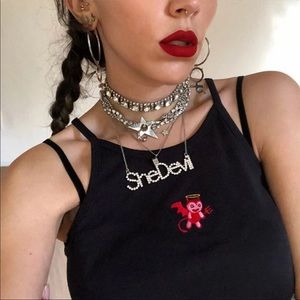 🥀 black red devil crop high neck tank top 🥀